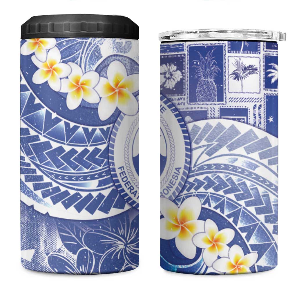 Federated States Of Micronesia Christmas 4 in 1 Can Cooler Tumbler Retro Style Bright Version - Polynesian Pride
