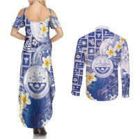 Federated States Of Micronesia Christmas Couples Matching Summer Maxi Dress and Long Sleeve Button Shirt Retro Style Bright Version - Polynesian Pride