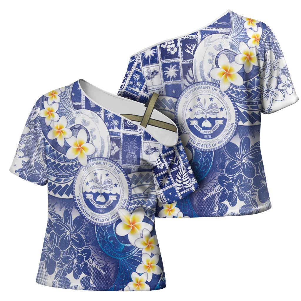 Federated States Of Micronesia Christmas Cross Shoulder Shirt Retro Style Bright Version - Polynesian Pride
