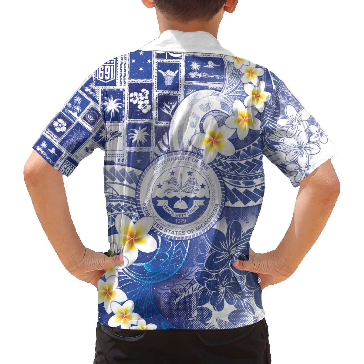 Federated States Of Micronesia Christmas Family Matching Off The Shoulder Long Sleeve Dress and Hawaiian Shirt Retro Style Bright Version LT05 - Polynesian Pride