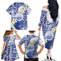 Federated States Of Micronesia Christmas Family Matching Off The Shoulder Long Sleeve Dress and Hawaiian Shirt Retro Style Bright Version LT05 - Polynesian Pride