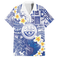 Federated States Of Micronesia Christmas Family Matching Off The Shoulder Long Sleeve Dress and Hawaiian Shirt Retro Style Bright Version LT05 Dad's Shirt - Short Sleeve Blue - Polynesian Pride