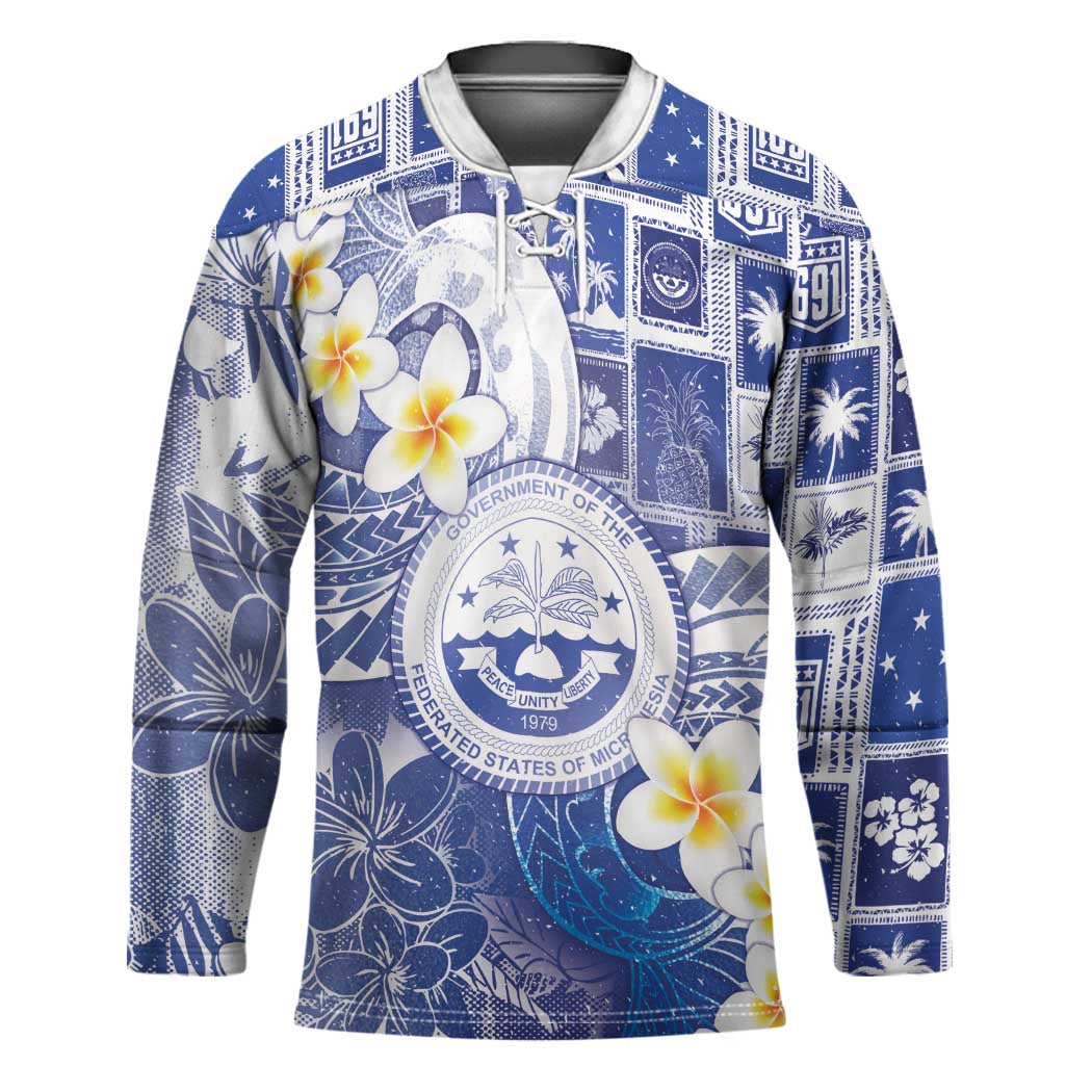 Federated States Of Micronesia Christmas Hockey Jersey Retro Style Bright Version - Polynesian Pride