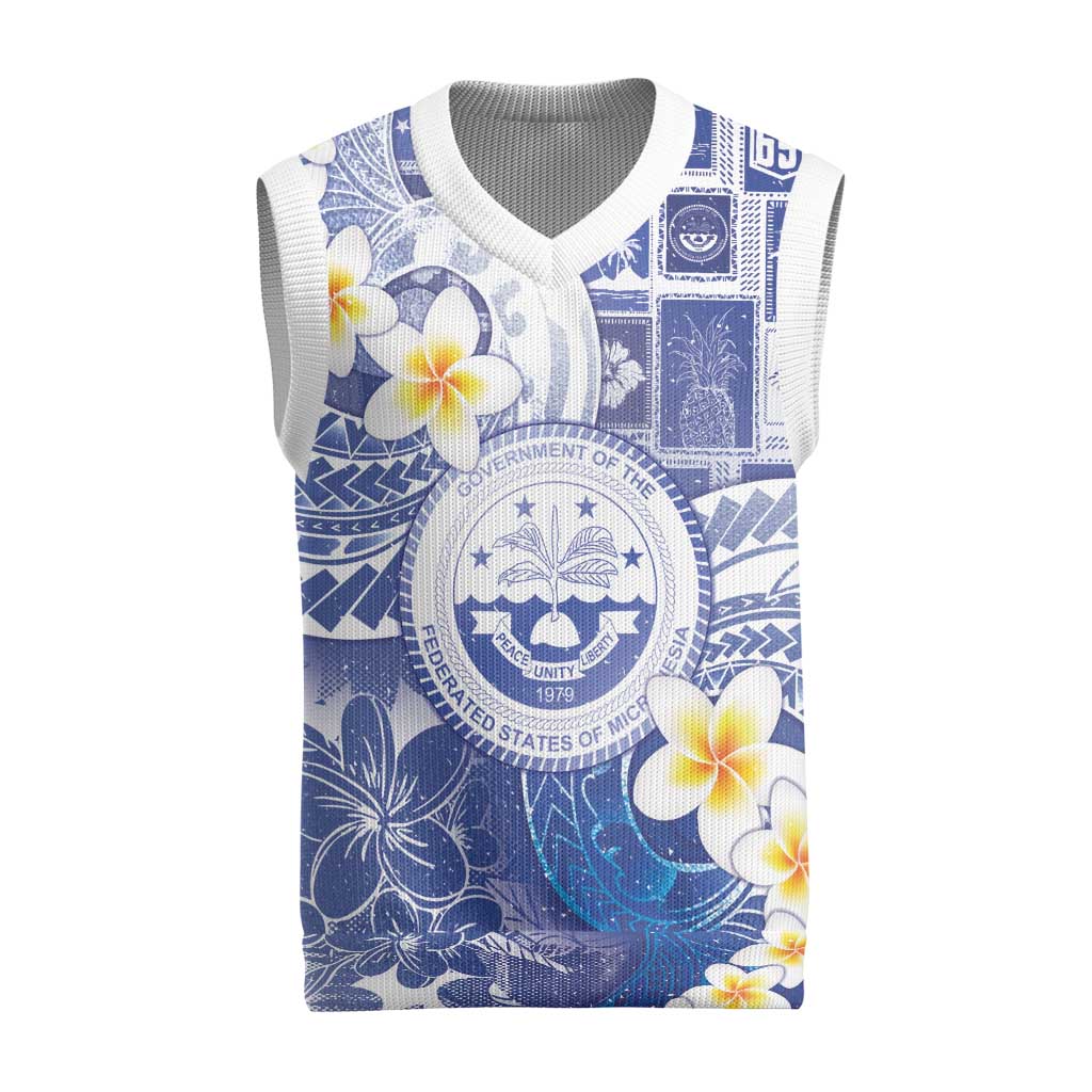 Federated States Of Micronesia Christmas Knitted V-Neck Vest Retro Style Bright Version - Polynesian Pride
