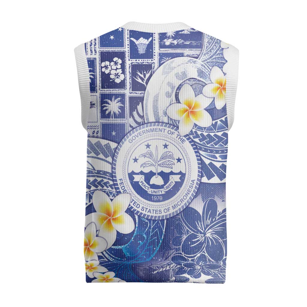 Federated States Of Micronesia Christmas Knitted V-Neck Vest Retro Style Bright Version - Polynesian Pride