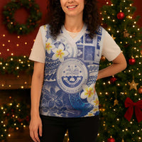 Federated States Of Micronesia Christmas Knitted V-Neck Vest Retro Style Bright Version - Polynesian Pride