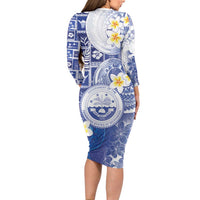 Federated States Of Micronesia Christmas Long Sleeve Bodycon Dress Retro Style Bright Version - Polynesian Pride