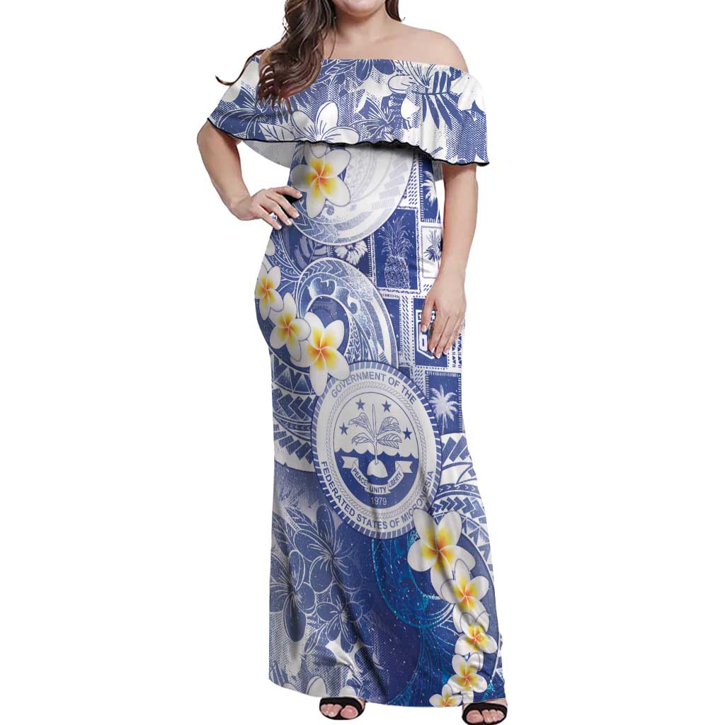Federated States Of Micronesia Christmas Off Shoulder Maxi Dress Retro Style Bright Version - Polynesian Pride