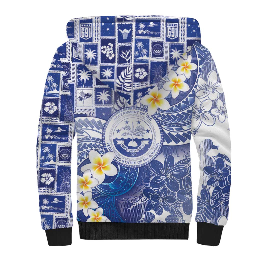 Federated States Of Micronesia Christmas Sherpa Hoodie Retro Style Bright Version - Polynesian Pride