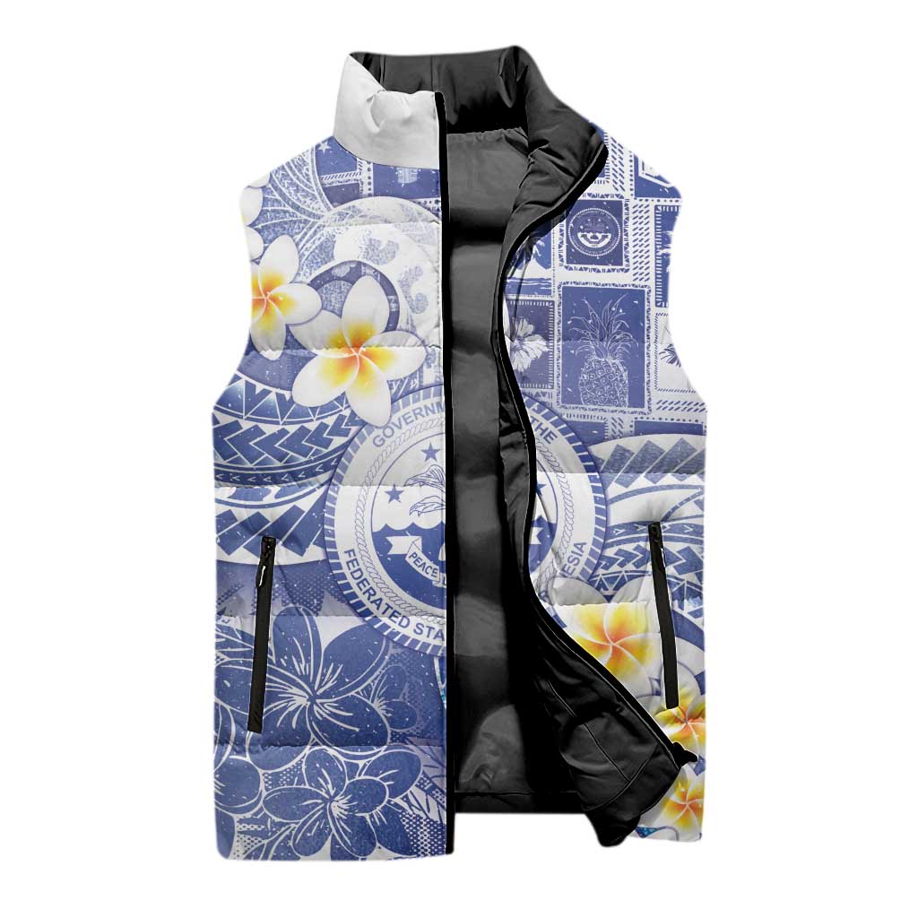 Federated States Of Micronesia Christmas Sleeveless Puffer Jacket Retro Style Bright Version - Polynesian Pride