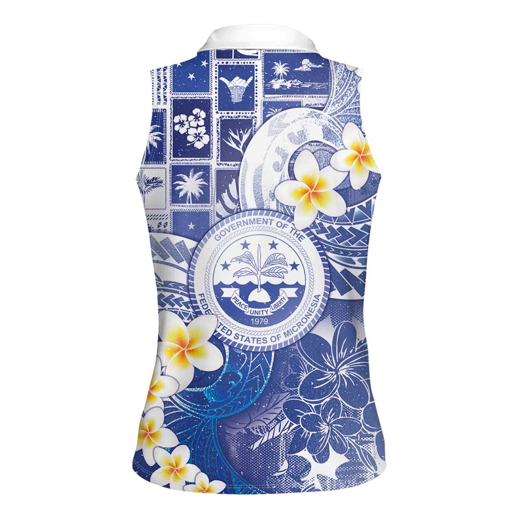 Federated States Of Micronesia Christmas Women Sleeveless Polo Shirt Retro Style Bright Version - Polynesian Pride