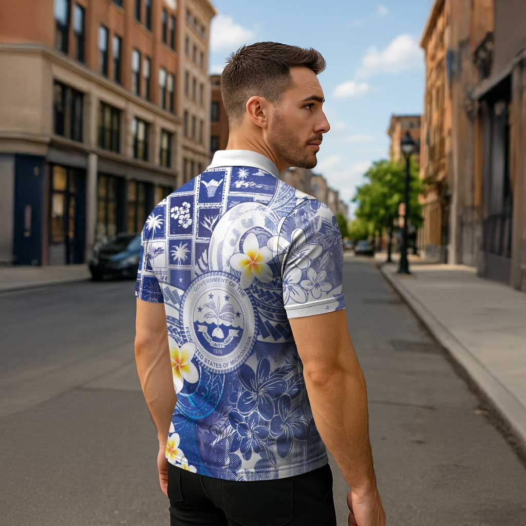 Federated States Of Micronesia Christmas Zipper Polo Shirt Retro Style Bright Version - Polynesian Pride