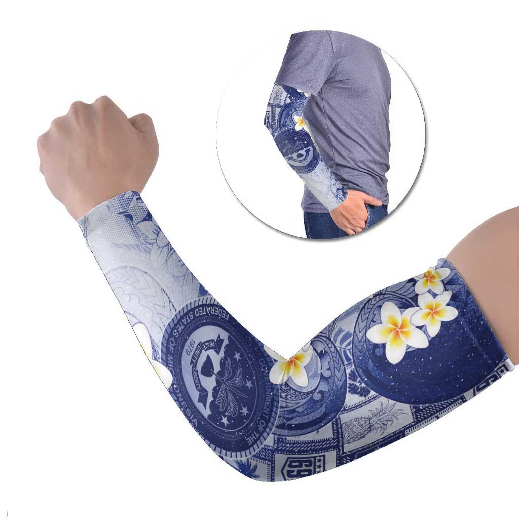 Federated States Of Micronesia Christmas Arm Sleeves Retro Style Dark Version - Polynesian Pride