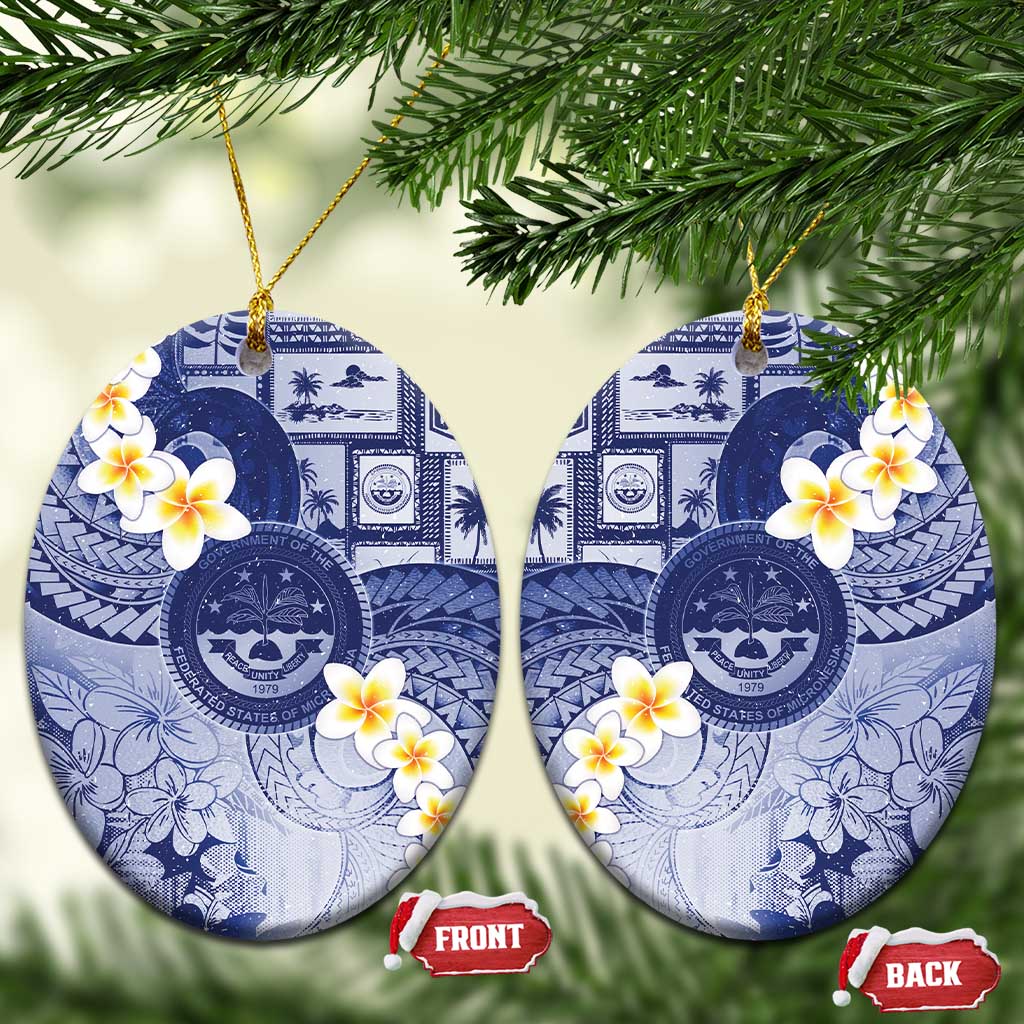Federated States Of Micronesia Christmas Ceramic Ornament Retro Style Dark Version - Polynesian Pride