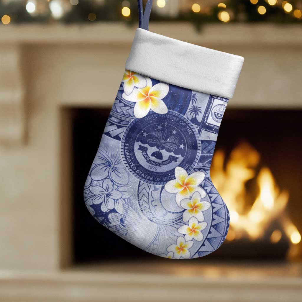 Federated States Of Micronesia Christmas Stocking Retro Style Dark Version - Polynesian Pride