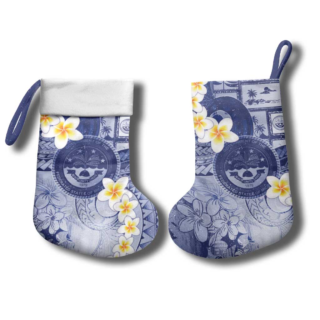 Federated States Of Micronesia Christmas Stocking Retro Style Dark Version - Polynesian Pride