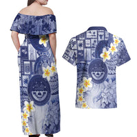 Federated States Of Micronesia Christmas Couples Matching Off Shoulder Maxi Dress and Hawaiian Shirt Retro Style Dark Version - Polynesian Pride