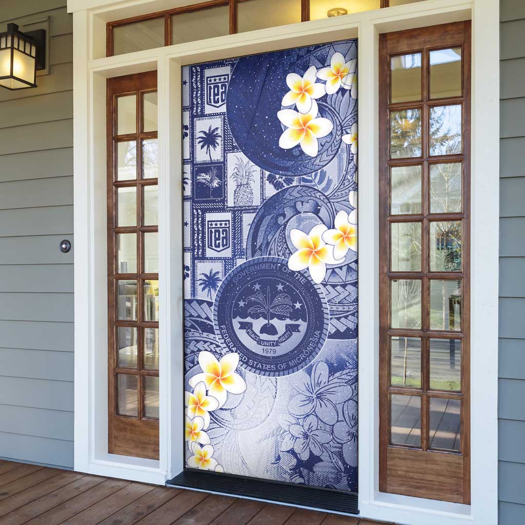 Federated States Of Micronesia Christmas Door Cover Retro Style Dark Version - Polynesian Pride