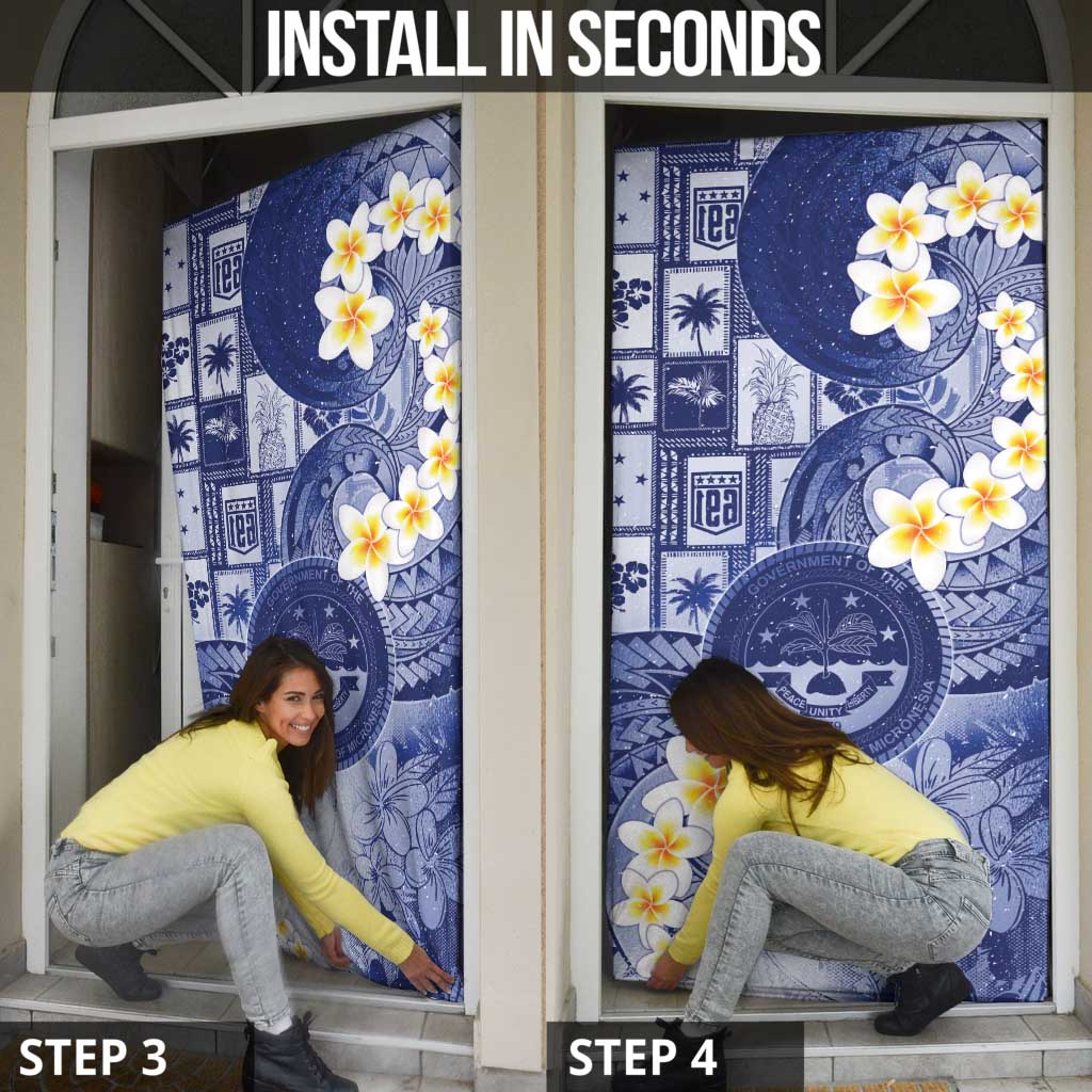 Federated States Of Micronesia Christmas Door Cover Retro Style Dark Version - Polynesian Pride