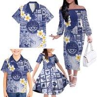 Federated States Of Micronesia Christmas Family Matching Off The Shoulder Long Sleeve Dress and Hawaiian Shirt Retro Style Dark Version LT05 - Polynesian Pride