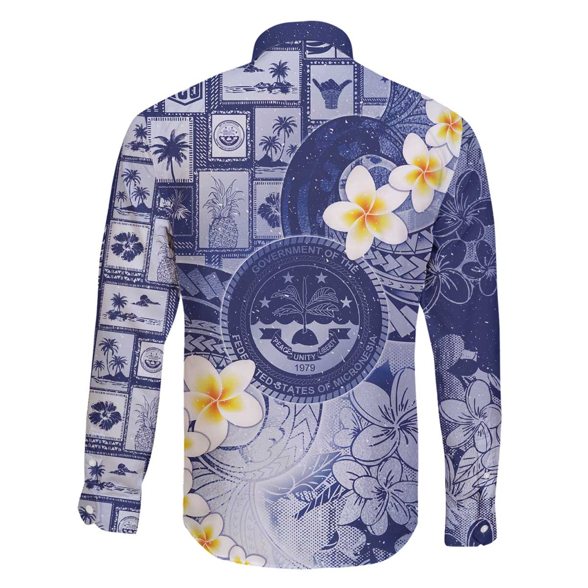 Federated States Of Micronesia Christmas Family Matching Off The Shoulder Long Sleeve Dress and Hawaiian Shirt Retro Style Dark Version LT05 - Polynesian Pride