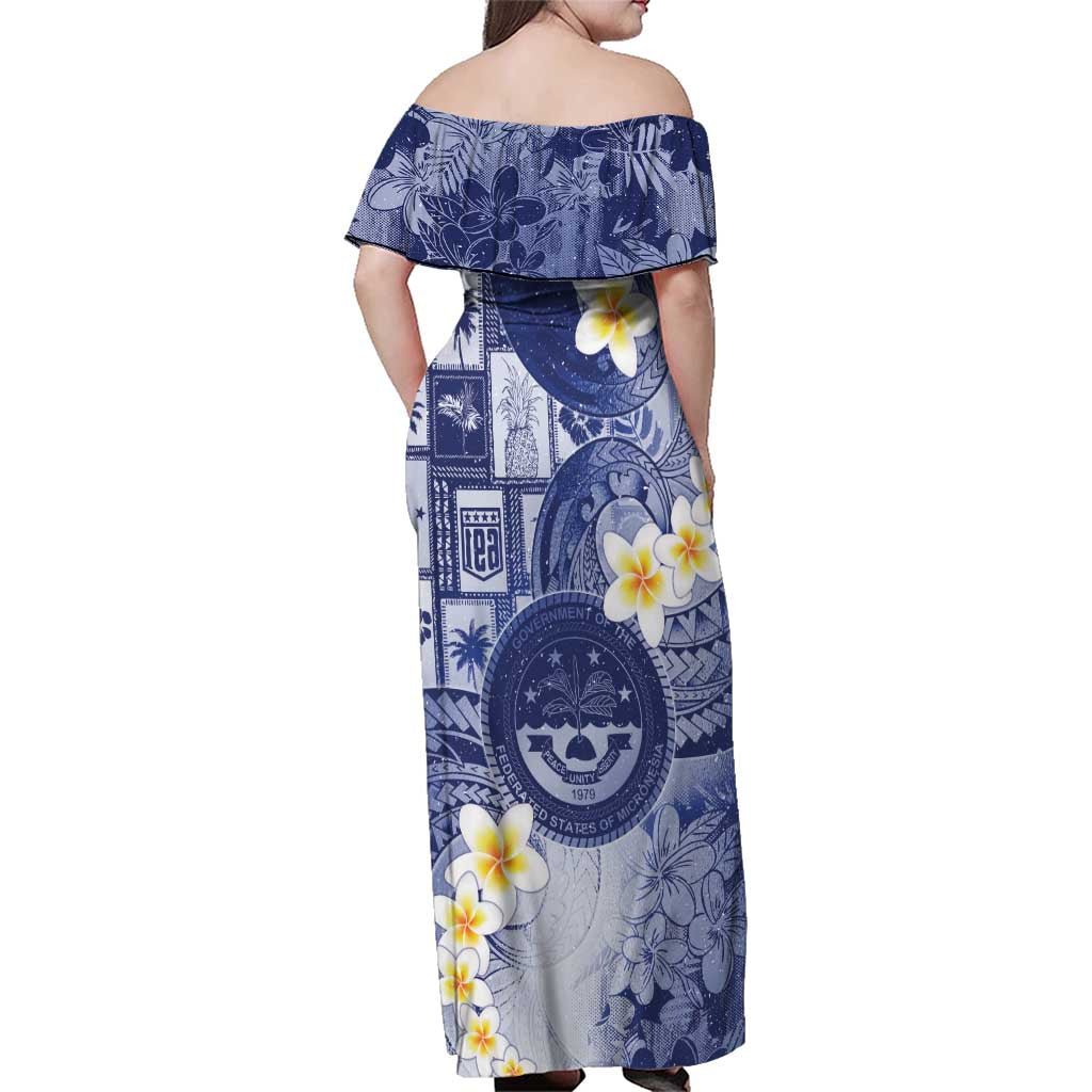 Federated States Of Micronesia Christmas Family Matching Off Shoulder Maxi Dress and Hawaiian Shirt Retro Style Dark Version - Polynesian Pride