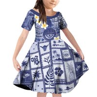 Federated States Of Micronesia Christmas Family Matching Off Shoulder Short Dress and Hawaiian Shirt Retro Style Dark Version - Polynesian Pride