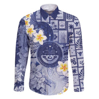 Federated States Of Micronesia Christmas Family Matching Off Shoulder Short Dress and Hawaiian Shirt Retro Style Dark Version - Polynesian Pride