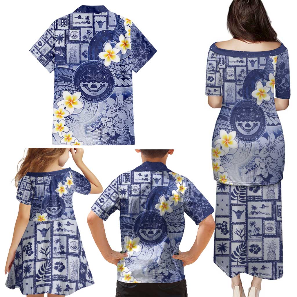 Federated States Of Micronesia Christmas Family Matching Puletasi and Hawaiian Shirt Retro Style Dark Version - Polynesian Pride