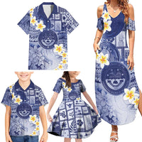 Federated States Of Micronesia Christmas Family Matching Summer Maxi Dress and Hawaiian Shirt Retro Style Dark Version - Polynesian Pride