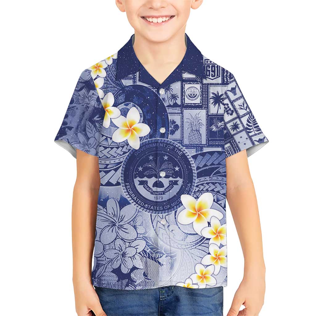 Federated States Of Micronesia Christmas Kid Hawaiian Shirt Retro Style Dark Version - Polynesian Pride