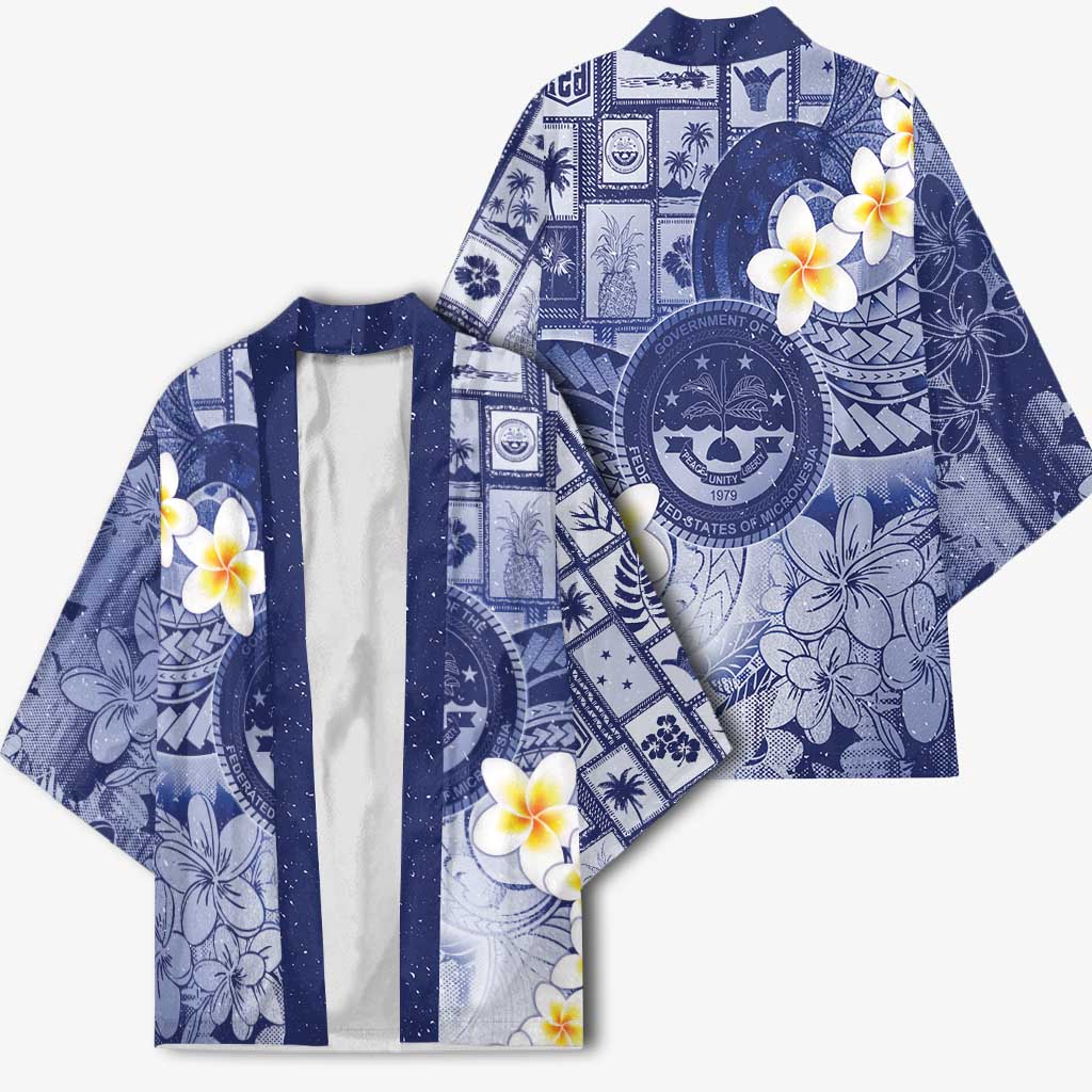 Federated States Of Micronesia Christmas Kimono Retro Style Dark Version - Polynesian Pride