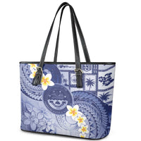 Federated States Of Micronesia Christmas Leather Tote Bag Retro Style Dark Version - Polynesian Pride