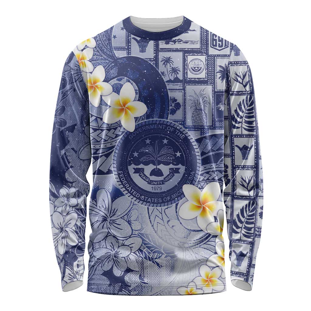 Federated States Of Micronesia Christmas Long Sleeve Shirt Retro Style Dark Version - Polynesian Pride