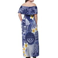 Federated States Of Micronesia Christmas Off Shoulder Maxi Dress Retro Style Dark Version - Polynesian Pride