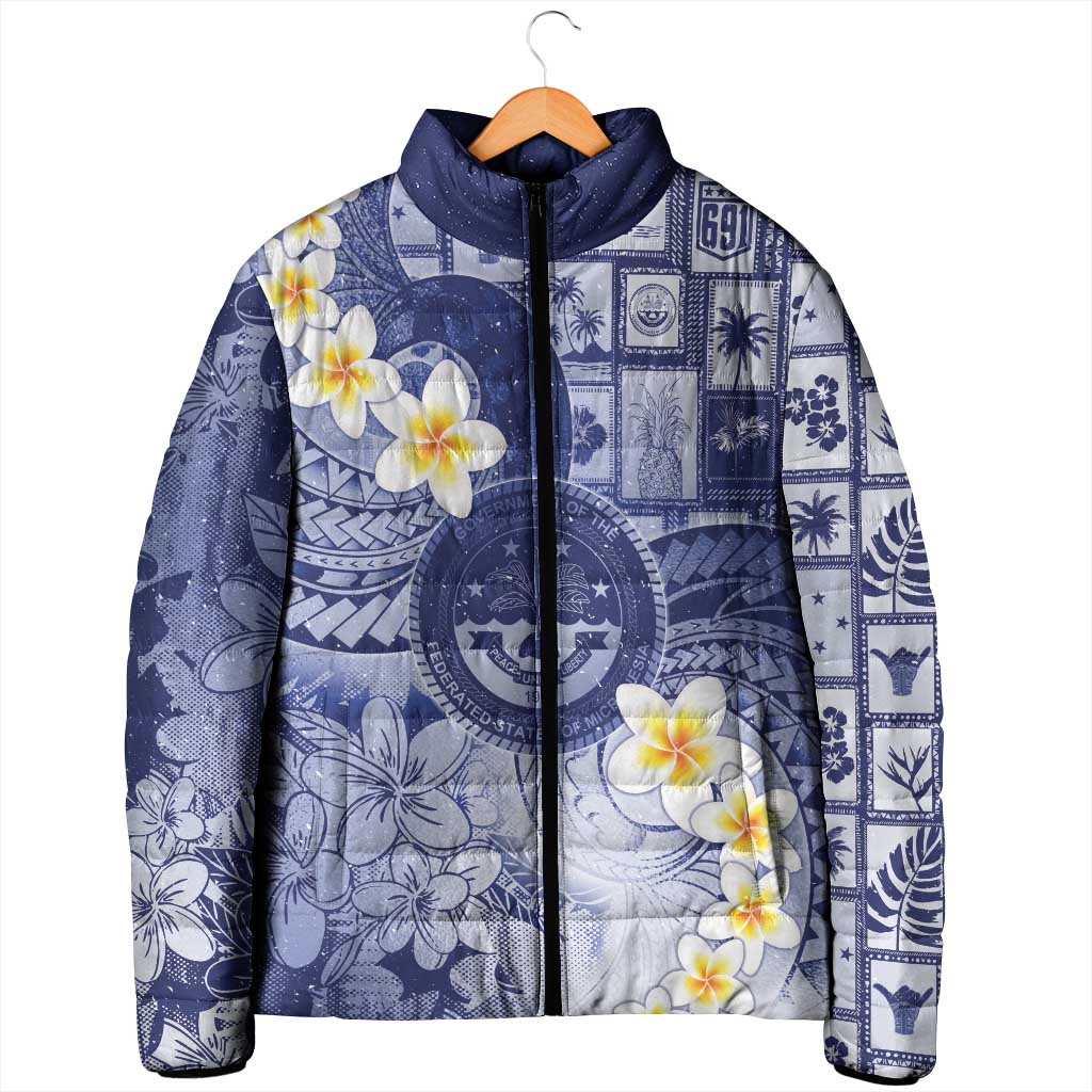 Federated States Of Micronesia Christmas Padded Jacket Retro Style Dark Version - Polynesian Pride