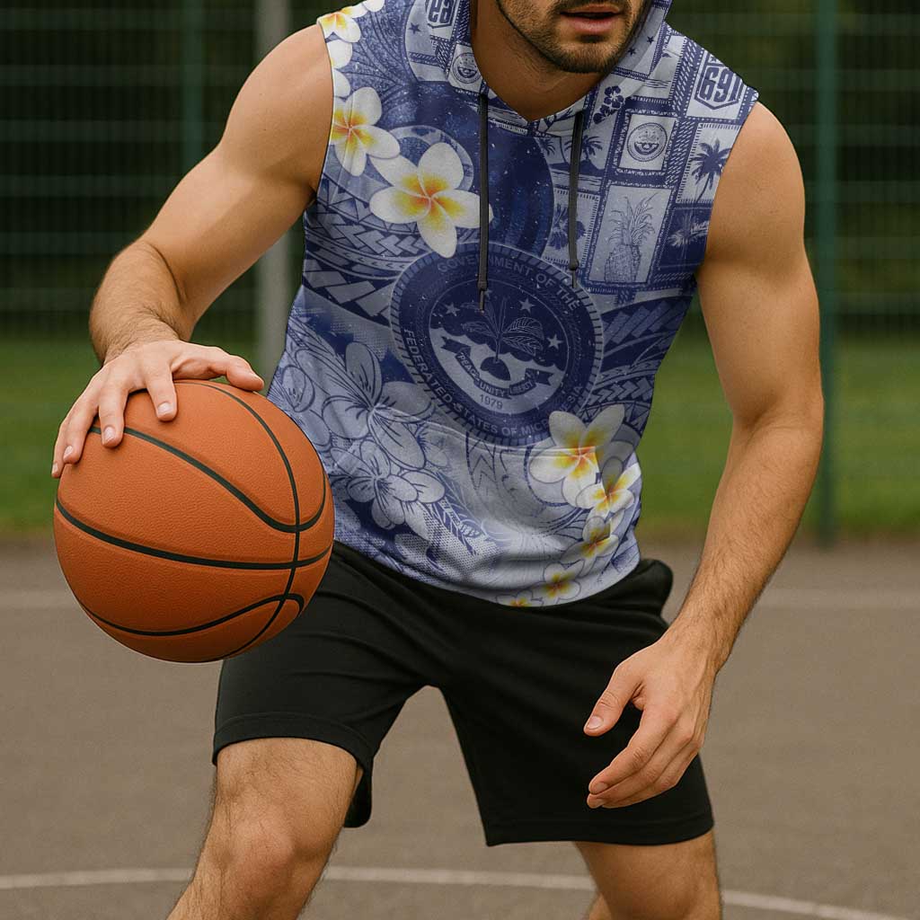 Federated States Of Micronesia Christmas Sleeveless Hoodie Retro Style Dark Version - Polynesian Pride