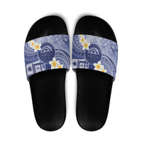 Federated States Of Micronesia Christmas Slide Sandals Retro Style Dark Version - Polynesian Pride