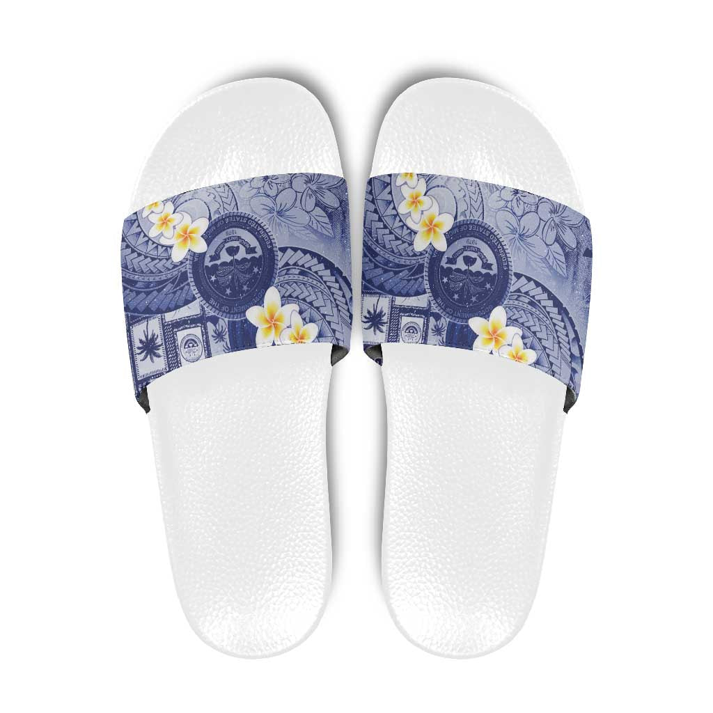 Federated States Of Micronesia Christmas Slide Sandals Retro Style Dark Version - Polynesian Pride