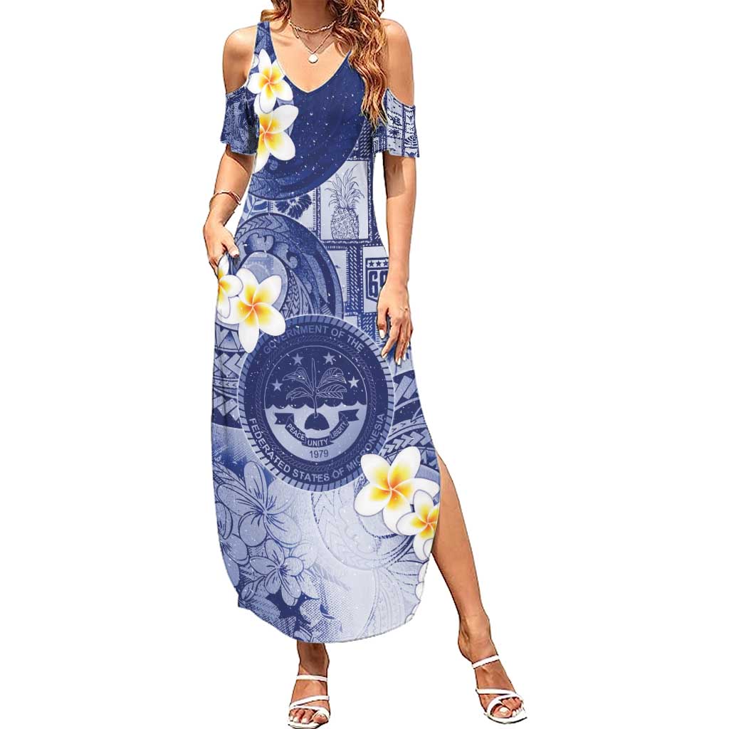 Federated States Of Micronesia Christmas Summer Maxi Dress Retro Style Dark Version - Polynesian Pride