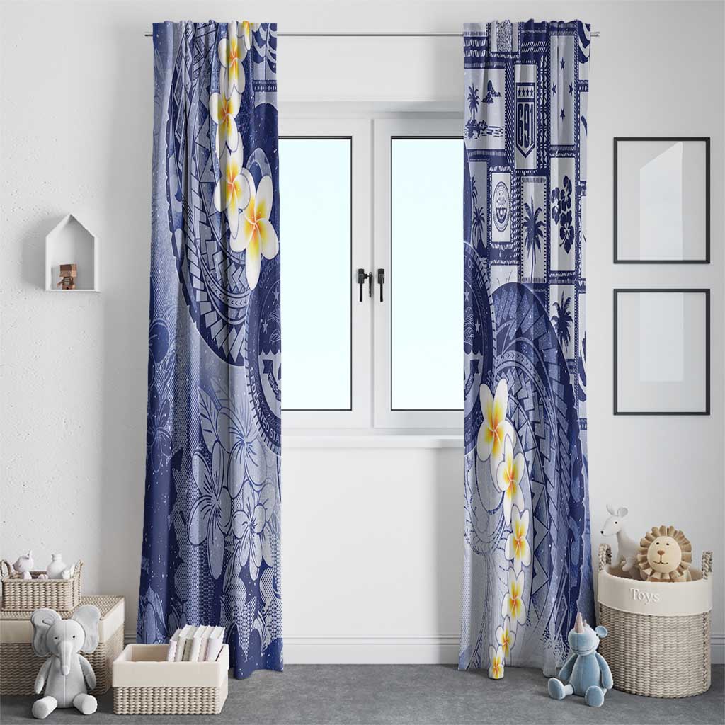 Federated States Of Micronesia Christmas Window Curtain Retro Style Dark Version - Polynesian Pride