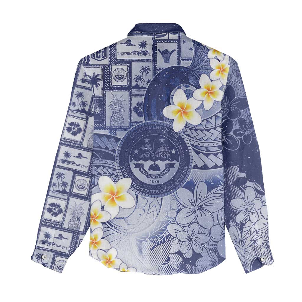 Federated States Of Micronesia Christmas Women Casual Shirt Retro Style Dark Version - Polynesian Pride