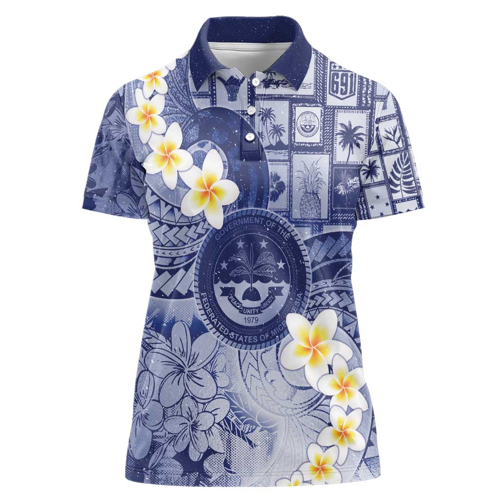 Federated States Of Micronesia Christmas Women Polo Shirt Retro Style Dark Version - Polynesian Pride