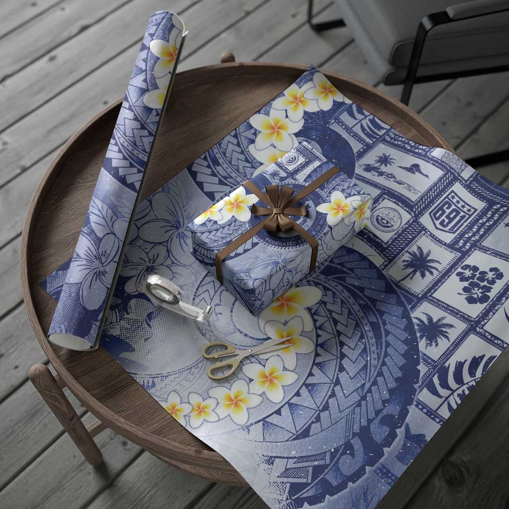 Federated States Of Micronesia Christmas Wrapping Paper Retro Style Dark Version - Polynesian Pride