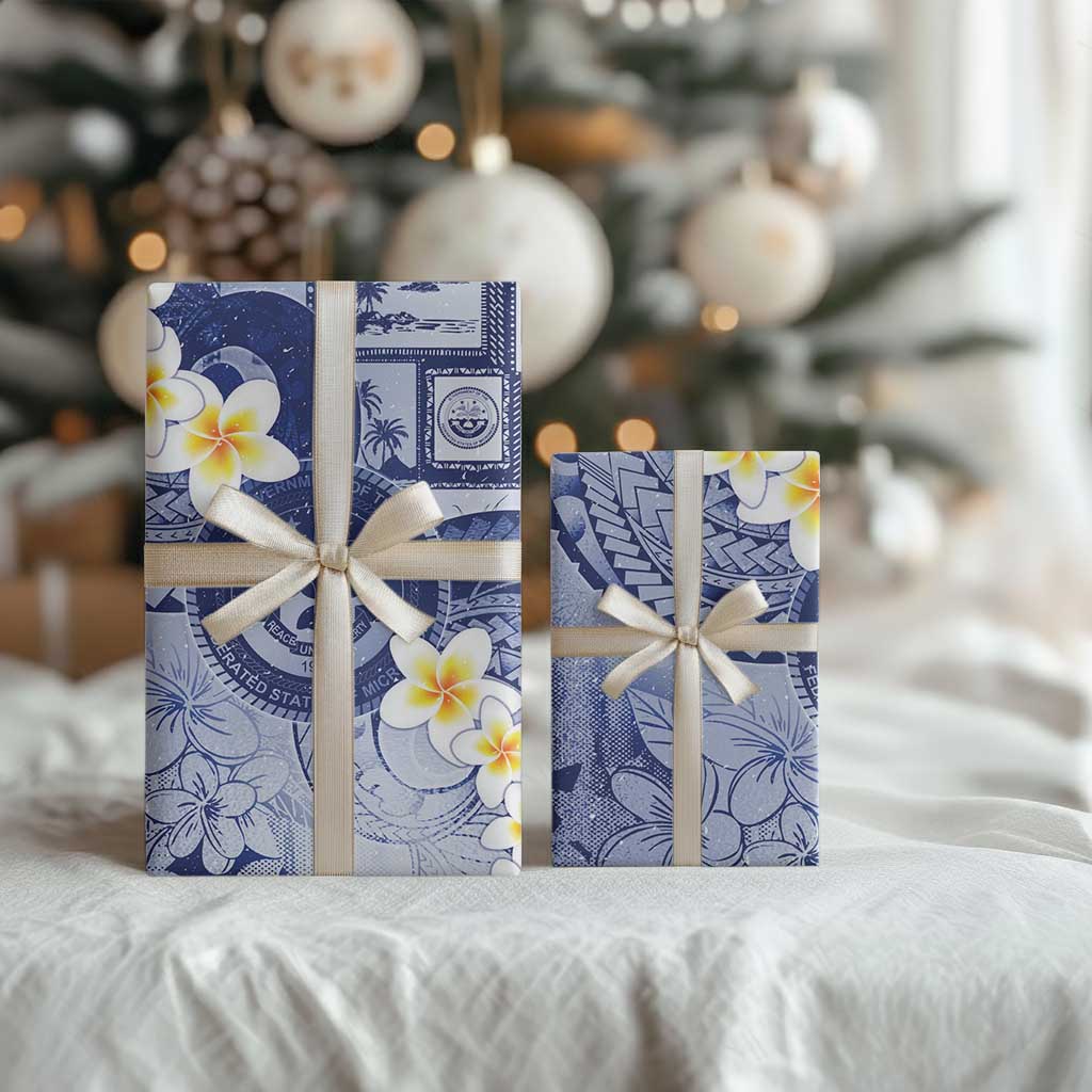 Federated States Of Micronesia Christmas Wrapping Paper Retro Style Dark Version - Polynesian Pride
