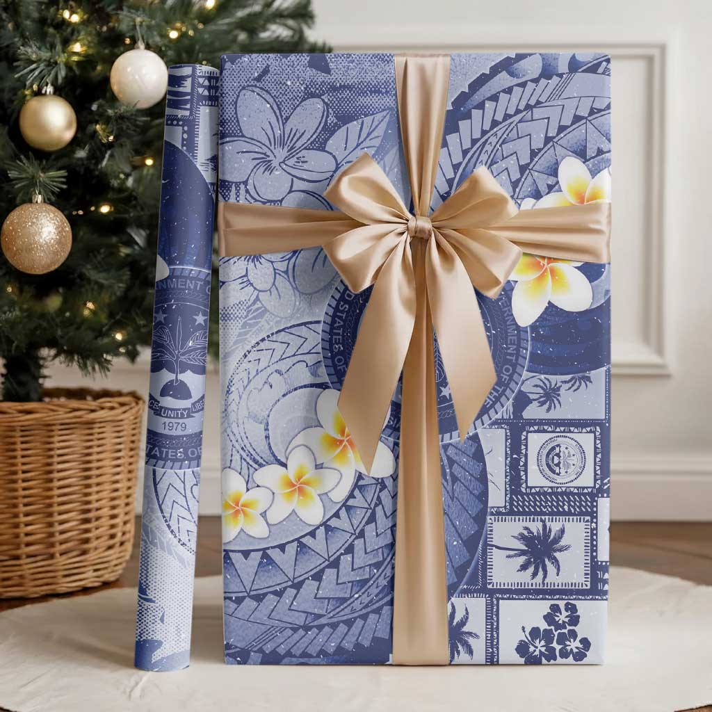 Federated States Of Micronesia Christmas Wrapping Paper Retro Style Dark Version - Polynesian Pride