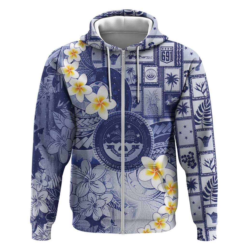 Federated States Of Micronesia Christmas Zip Hoodie Retro Style Dark Version - Polynesian Pride