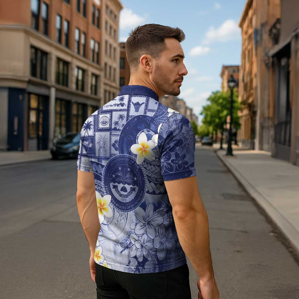 Federated States Of Micronesia Christmas Zipper Polo Shirt Retro Style Dark Version - Polynesian Pride