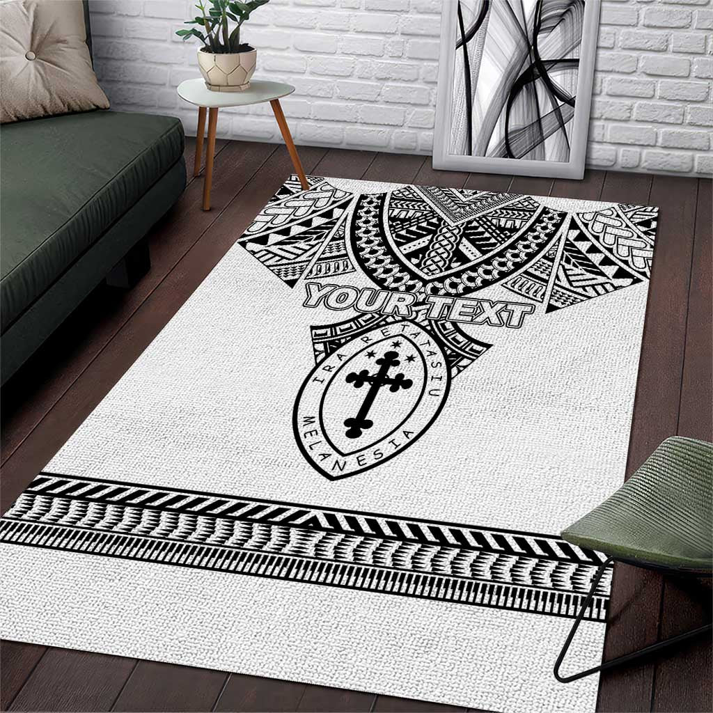 Personalised Melanesian Brotherhood Area Rug With Tribal Pattern LT05 White - Polynesian Pride