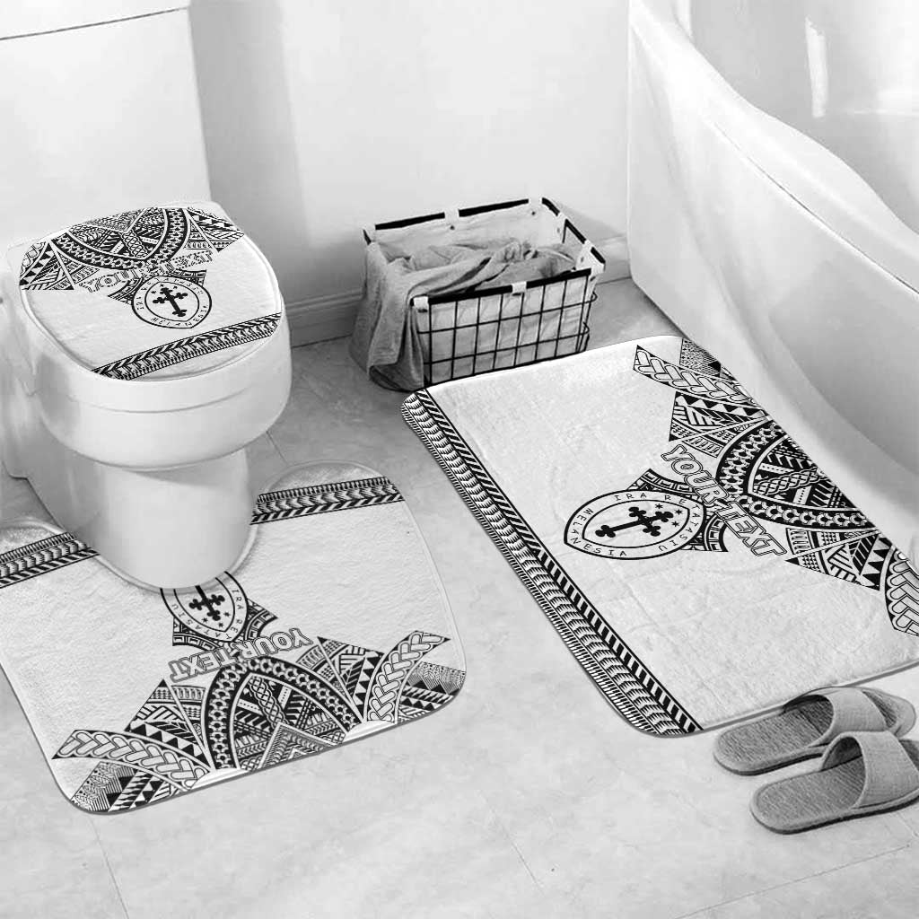 Personalised Melanesian Brotherhood Bathroom Set With Tribal Pattern LT05 Mat Set Only (3 pcs) One Size White - Polynesian Pride